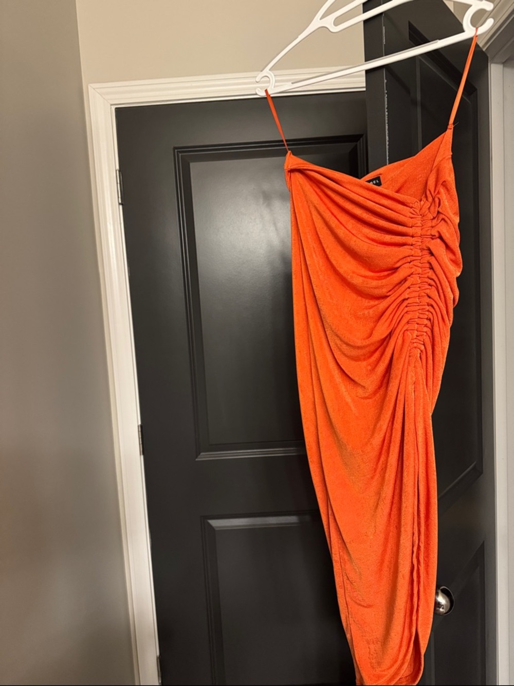 JLUXLABEL Orange Asymmetrical Ruched Skirt